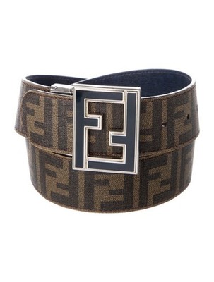 Fendi Zucca FF Logo Belt Tobacco Brown TU One Size Oversized 50  Long BNWT & Bag
