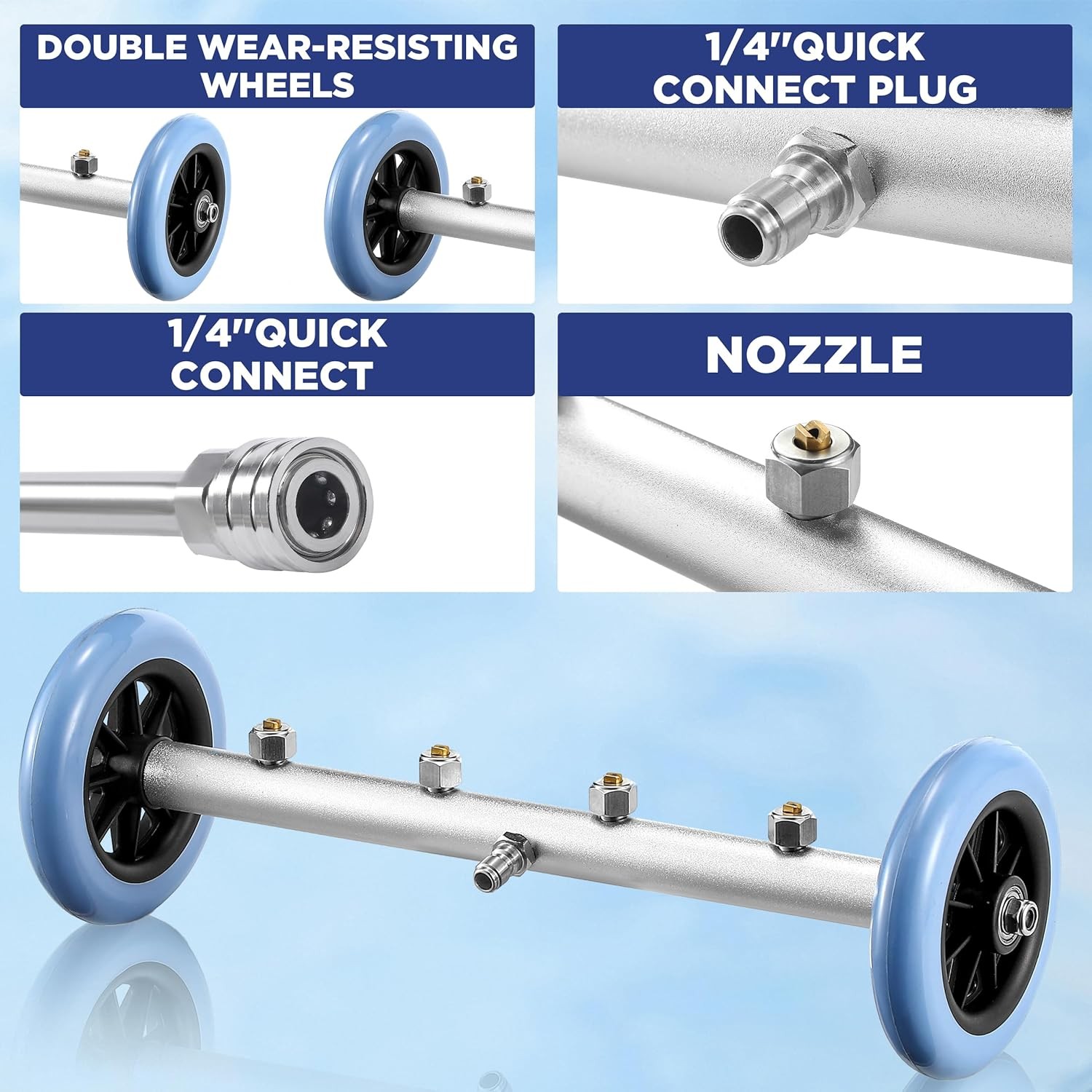 RIDGE WASHER Pressure Washer Undercarriage 16 Inch + Foam Cannon, Silver 