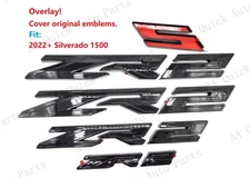 OVERLAY 4PC Gloss Black Fender Grille Tailgate ZR2 Emblem 2022+ Silverado 1500