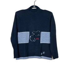 Wool Blend Y2K Dog Paw Sweater Small Retro Cute Twee Kidcore Black Puppy 