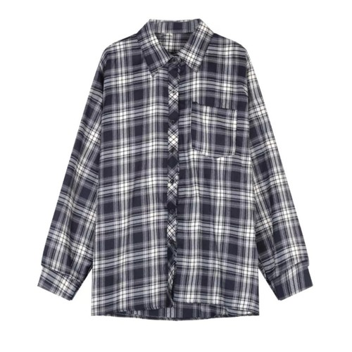Ins Plaid Blouse Women Stripe Long Sleeved Blouse Streetwear - Picture 3 of 11