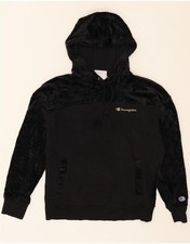 CHAMPION Womens Hoodie Jumper UK 14 Medium Black Cotton AY05
