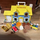 Vintage Fisher-Price Little People Family Yellow House W/Accessories & People