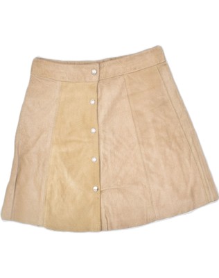 Vera Pelle Damen High Waist Lederrock IT 42 Medium W26 Beige Leder FI20