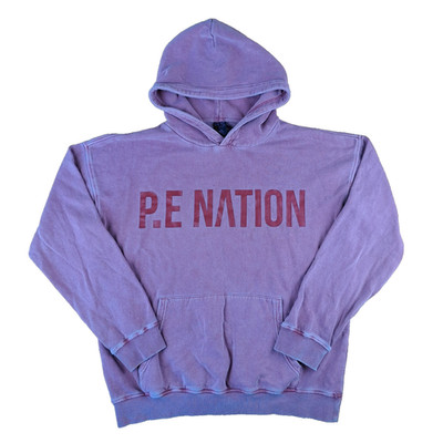 PE Nation Hoodie Womens Sz Medium Red Oversized Sweatshirt Front Pocket Pullover