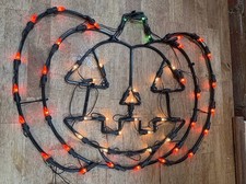 Vtg  Halloween Harvest Lighted Pumpkin Hallow...