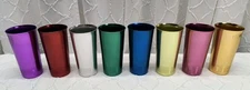 8 Vtg West Bend 5 1/2” Aluminum Cups Tumblers USA Multi Colored Drinking Glasses