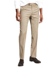 Tommy Hilfiger Mens Modern fit Dress Pants 29 / 30 Beige Solid Stretch Wool