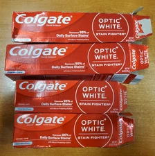 4 Pk: Colgate Optic White Toothpaste Stain Fighter Mint 6oz/4.2oz Exp 12/26 E2B