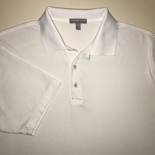 Men's Peter Millar Summer Comfort White Polo Shirt-Size L