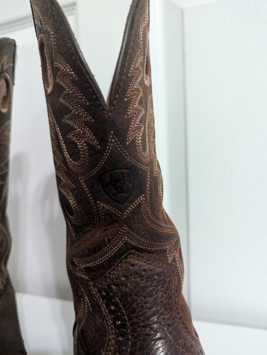 Stivali Ariat uomo taglia 8EE Heritage Roughstock western marrone doppio largo cowboy - Foto 11 di 13