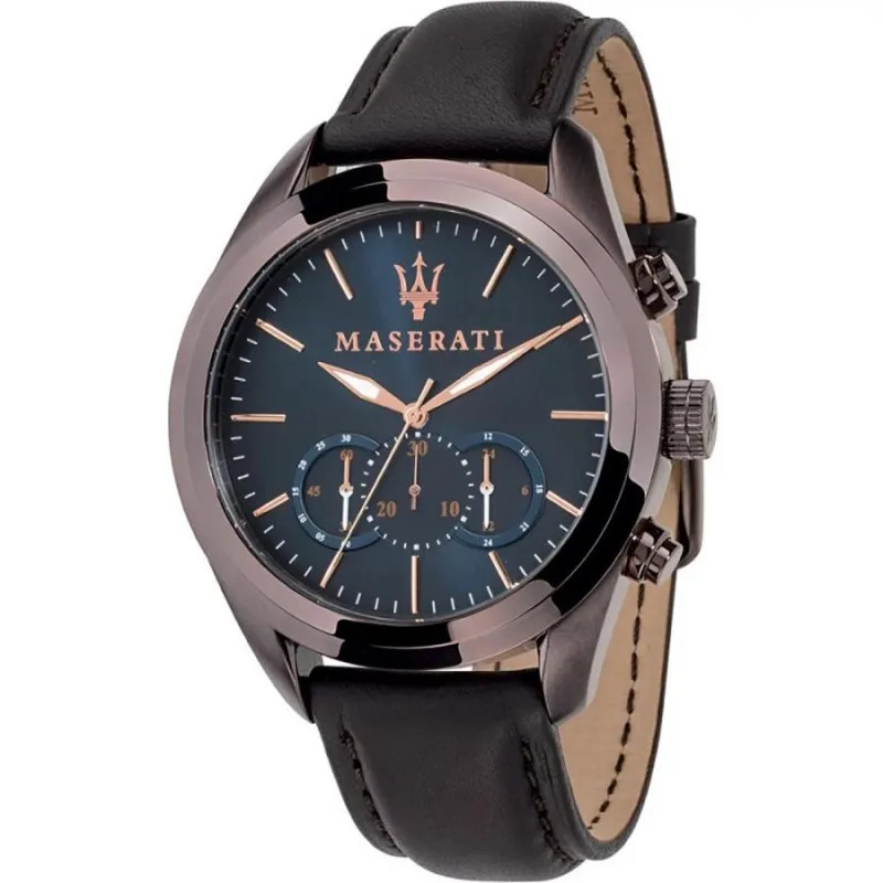 MASERATI TRAGUARDO R8871612008 OROLOGIO BLU PELLE 44mm List. 279€ SOTTOCOSTO