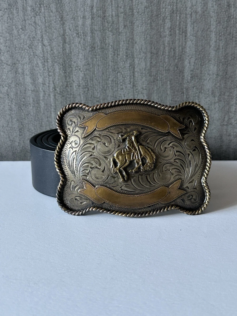 LAUREN Ralph Lauren Tooled Leather Belt  M Wide Black Western Boho Cowgirl Rodeo Lauren Ralph Lauren Leather Cowboy Belts for Women for sale  main image 3