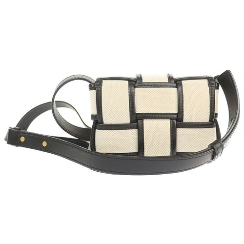 Bottega Veneta Shoulder Bag Candy Cassette White Black Used Canvas Leather - Picture 2 of 9