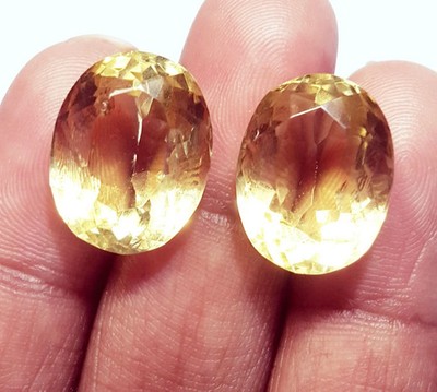 Yellow Topaz Oval Shape 23.00 Ct Pair Total Loose Gemstone With Free Gift