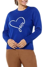 Antthony Jacquard Knit Themed Pullover Sweater Paris Blue w Cupid
