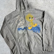 Tweety Bird Sweatshirt Girls Hoodie Zip Love Peace And Music Looney Tunes Size L