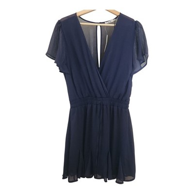 NWT Mi Ami Francesca's Women's Navy Surplice Neck Cinched Dress Size L #OS560