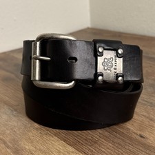 Rock  Republic Leather Belt Logo Rivet Buckle Black Mens 44 Handcrafted