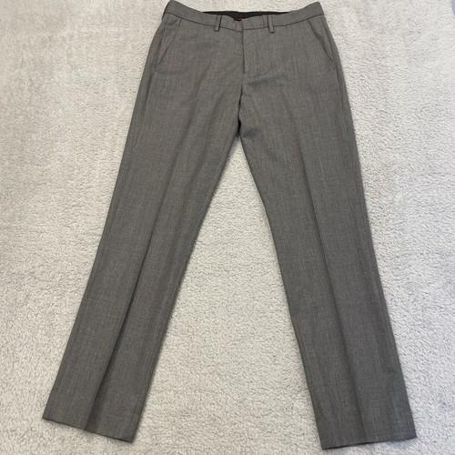 J Crew Wolle Anzughose Herren 31 x 31 grau schmal Bedford flache Vorderseite