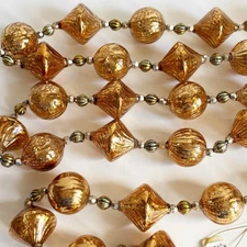 Modern VTG Mercury Glass Garland Copper Gold Chunky Christmas Fall Halloween 6’