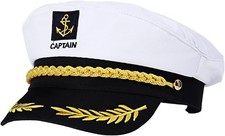 Adult Yacht Boat Sailor Captain Costume Hat Cap Marine Admiral White , As...