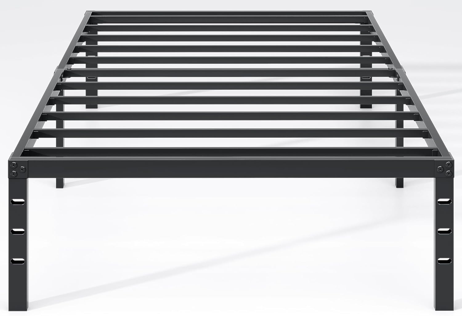 Simple and stylish metal platform bed frame with storage space-image