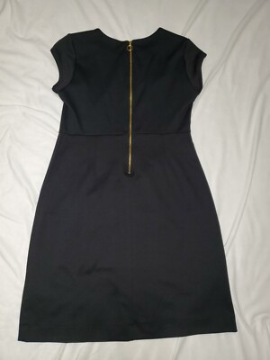 black dress with gold zipper in front Darya Long-Sleeve Dress main image 0