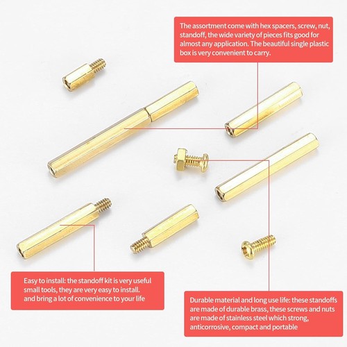 330 piezas M2 macho hembra separador hexagonal separador tornillos placa base PCB latón kit... - Imagen 5 de 8