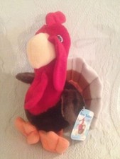 VTG Russ Tom Turkey Plush Stuffed Toy W/ Tag VGUC No Noise