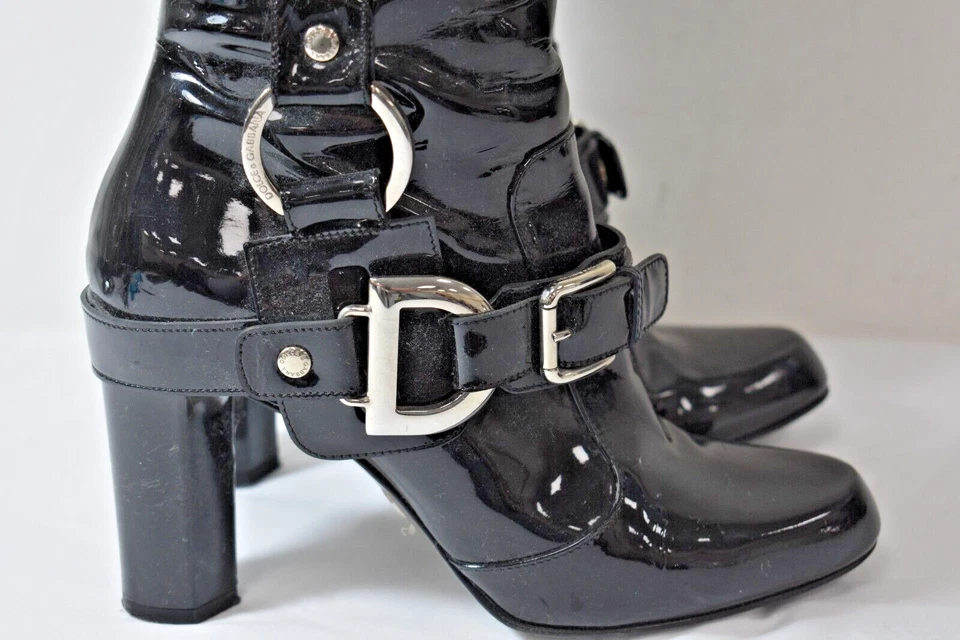 Botines hasta la rodilla Dolce&Gabbana charol negro talla 39/8 a la venta jf Foto 4 de 4