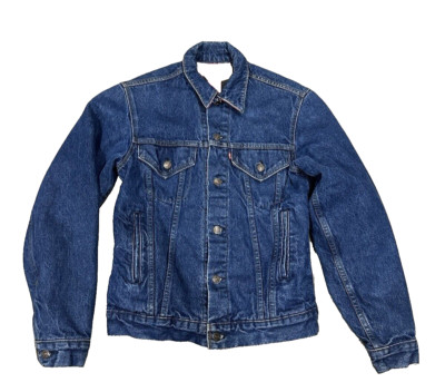 Levi's Men's Jacket Denim Jean Trucker Red Buffalo Plaid Lined Size 36L