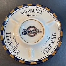 Milwaukee Brewers Chip & Dip Relish Tray Ceramic Platter 12" Baseball Party