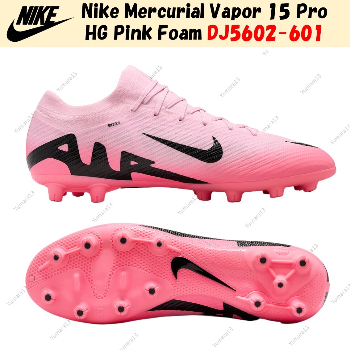 Nike Mercurial Vapor 15 Pro HG Pink Foam DJ5602-601 Men's Nike Mercurial Vapor 15 Pro HG Pink Foam DJ5602-601 Men's