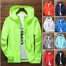 Herren Dünn Leicht Windjacke Wasserdichte Regenjacke mit Kapuze Atmungsaktiv ☑