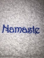 Embroidered 100% Cotton White Hand Towel Hs0212 Namaste- Zen Embroidered 100% Cotton White Hand Towel Hs0212 Namaste- Zen