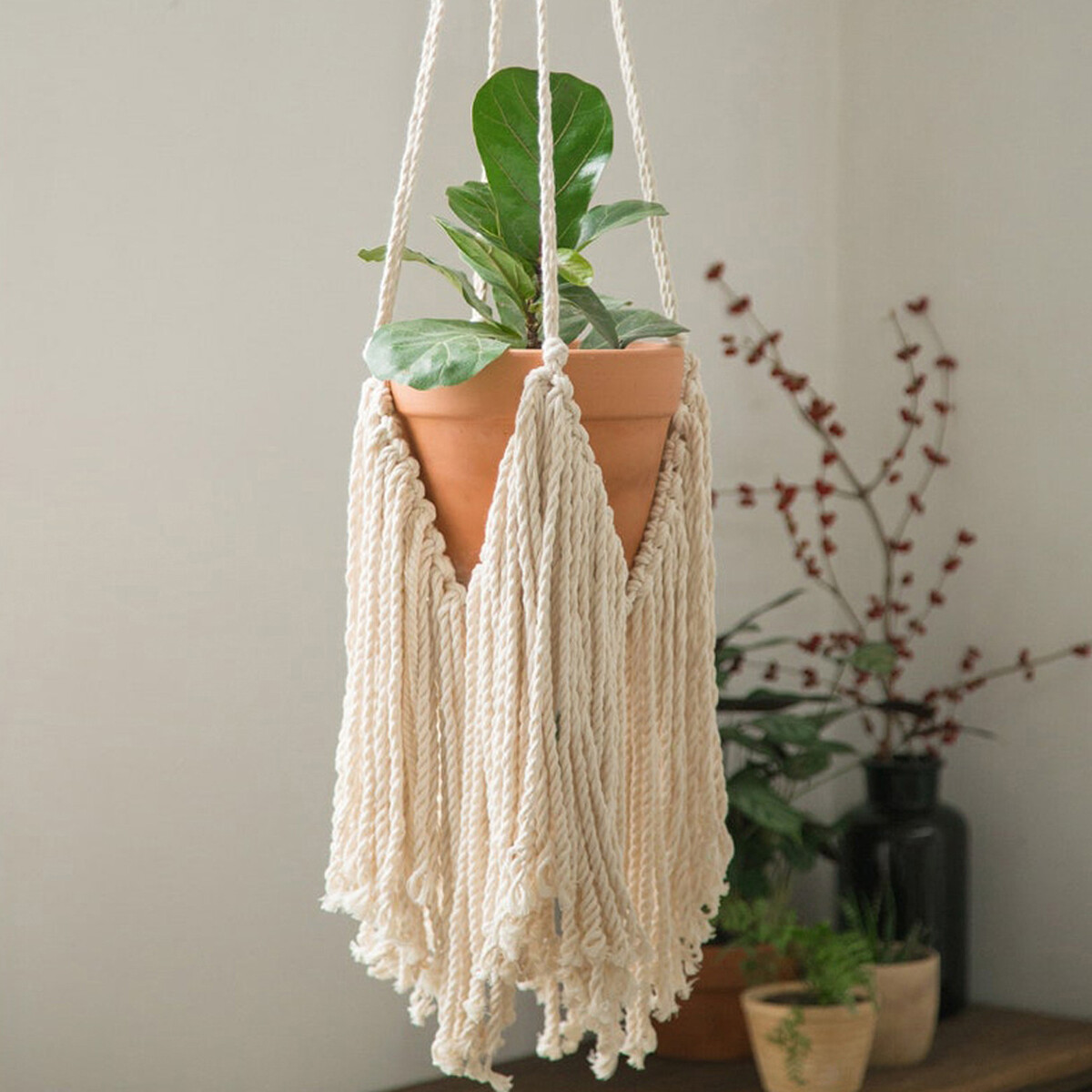 Macrame Plant Hangers Handmade Cotton Rope Flower Pots Holder