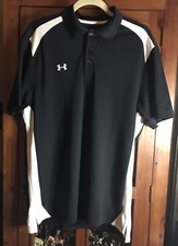 Under Armour Men's Black HeatGear Short Sleeve Loose Fit Polo Shirt Size Medium