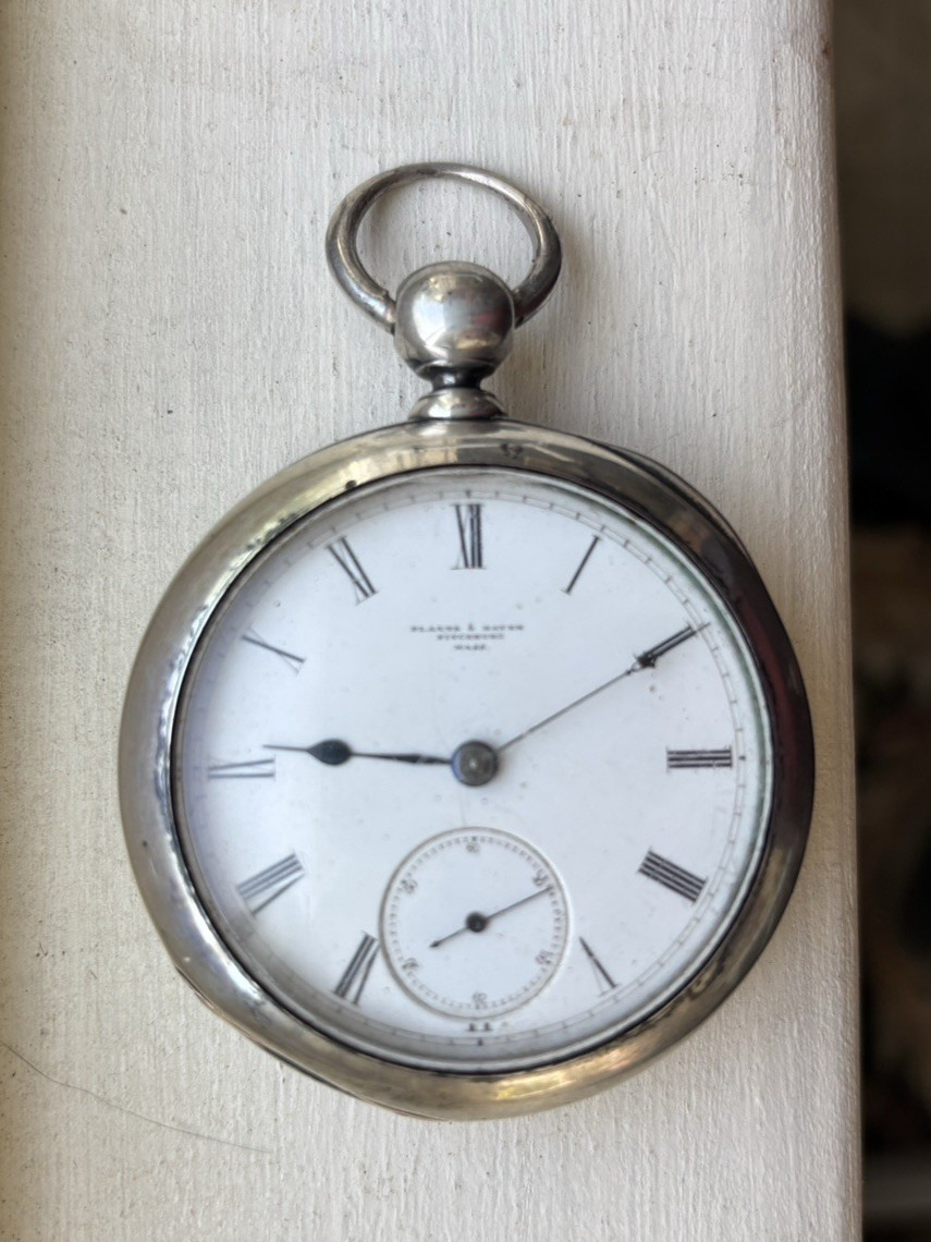 ILLINOIS CONTRACT POCKET WATCH COIN SILVER CASE PLATTS & HAVEN FITCHBURG MASS
