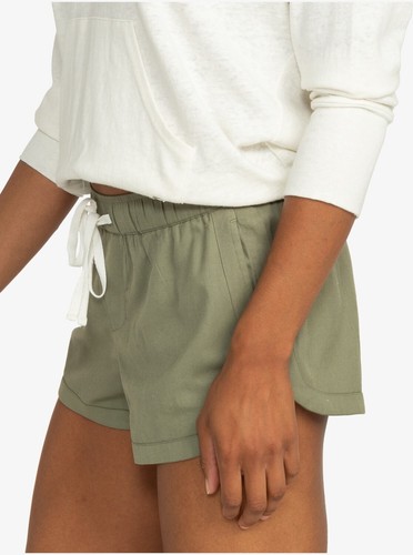 Roxy Womens New Impossible Love Elasticized Shorts S Green Scalloped Hem Pockets - Picture 2 of 9