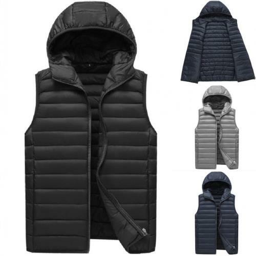Mens Cotton Down Hooded Vest Jackets 
