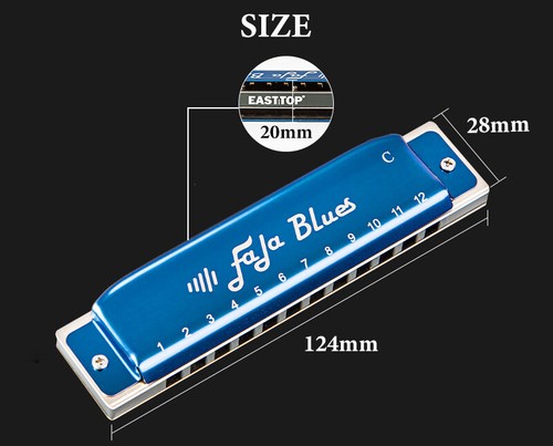 EASTTOP Fala Blues Harmonica Diatonic 12 Holes Harp Mouth Organ New Design - Picture 3 of 13