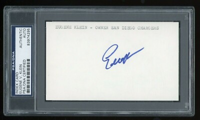 EUGENE GENE KLEIN Signed 3x5 Index Card PSA SLAB coa AUTOGRAPH