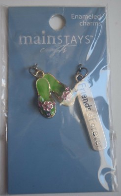 New Mainstays Crafts Friends Forever Flip Flops Enamel Charms Bracelet Sealed 