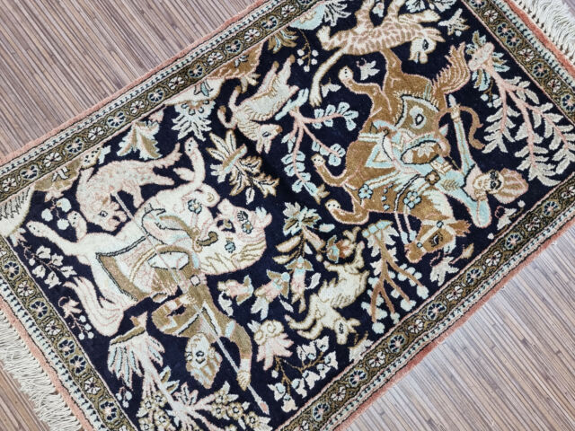 218315-Wunderschöner Original Persischer Ghom seide 87x57 cm² Rug Teppich Tapeto 218315-Wunderschöner Original Persischer Ghom seide 87x57 cm² Rug Teppich Tapeto