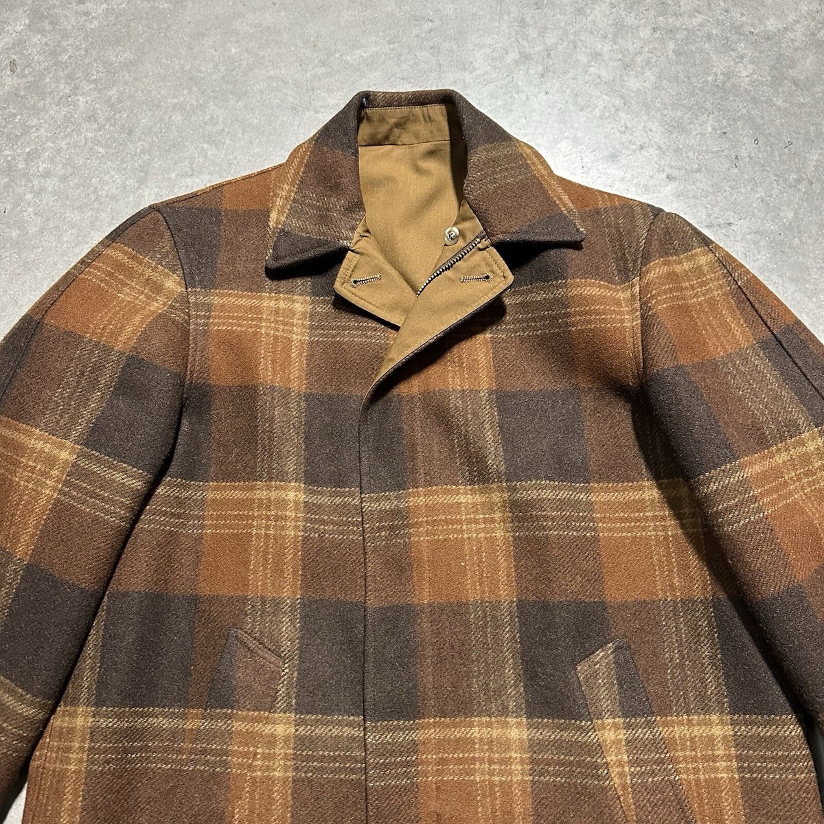 VTG 50s 60s Pendleton Wool Reversible Jacket Brown Plaid VTG 50s 60s Pendleton Wool Reversible Jacket Brown Plaid