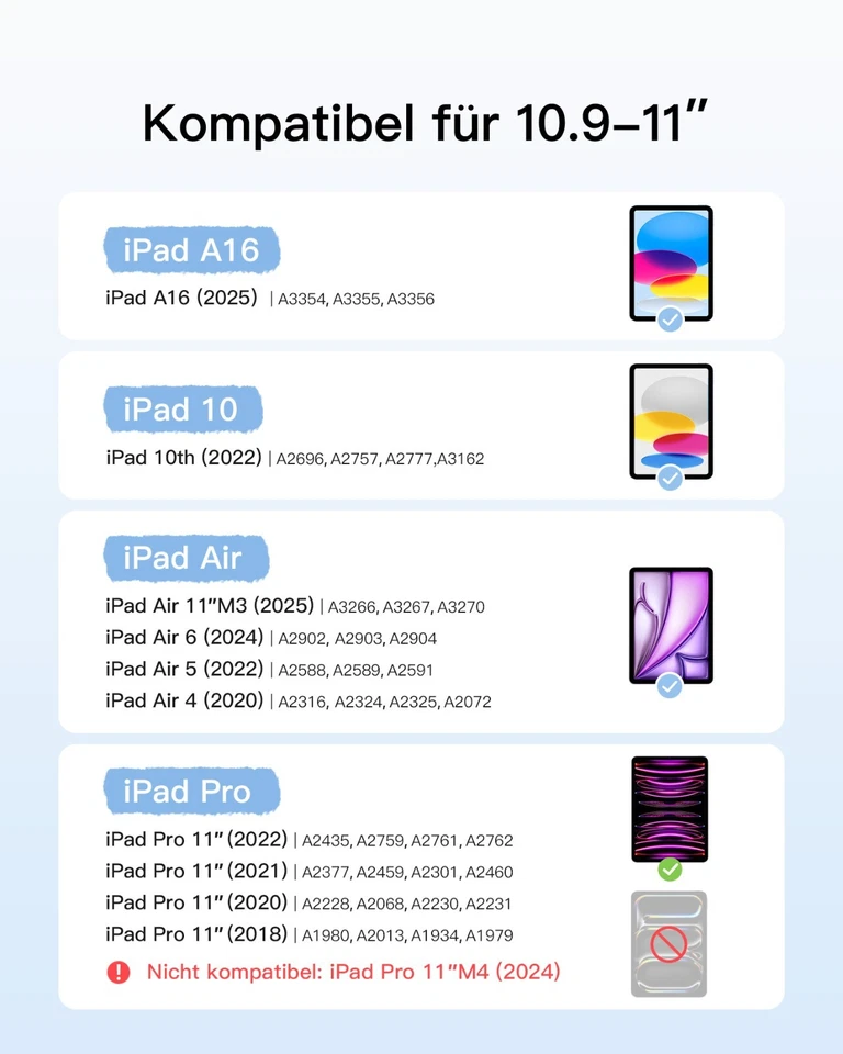 Inateck Hülle Tastatur Ultraleichte iPad 11 Gen. A16,iPad 10,Air 7/6,Pro 11 10.9 - Bild 2 von 4