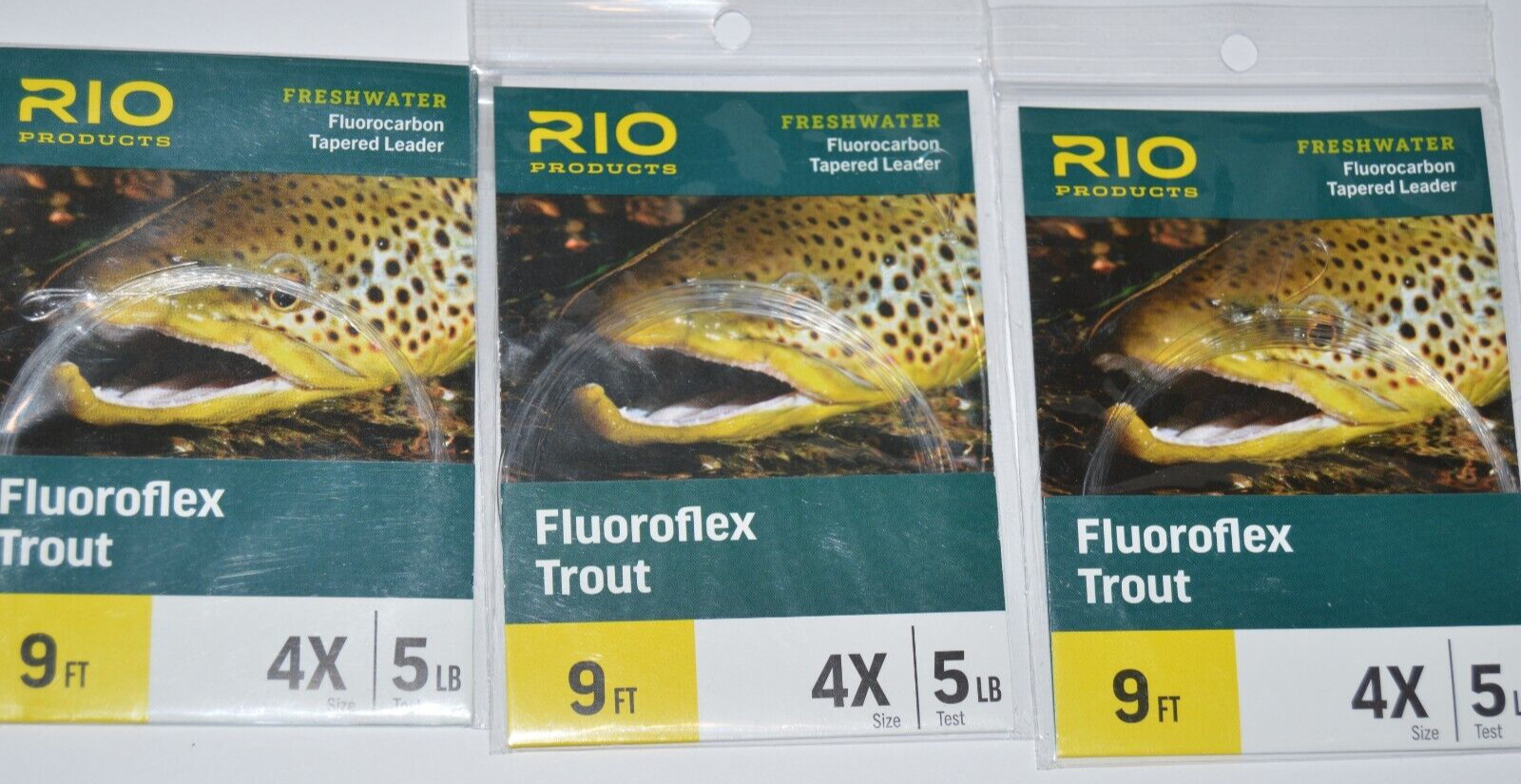 3 packs rio fluoroflex fluorocarbon trout tapered leaders 9ft 4x 5lb flyfishing