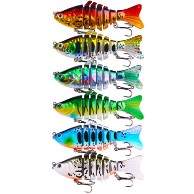 chinese fishing lures ebay 6 Pack Fishing Lures 10cm/15.6g Swimbait Jointed Bait Hooks 7-Segment  Wobbler