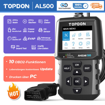  TOPDON AL500 Profi KFZ OBD2 Diagnosegerät Scanner Fehler Auslesegerät Deutsch